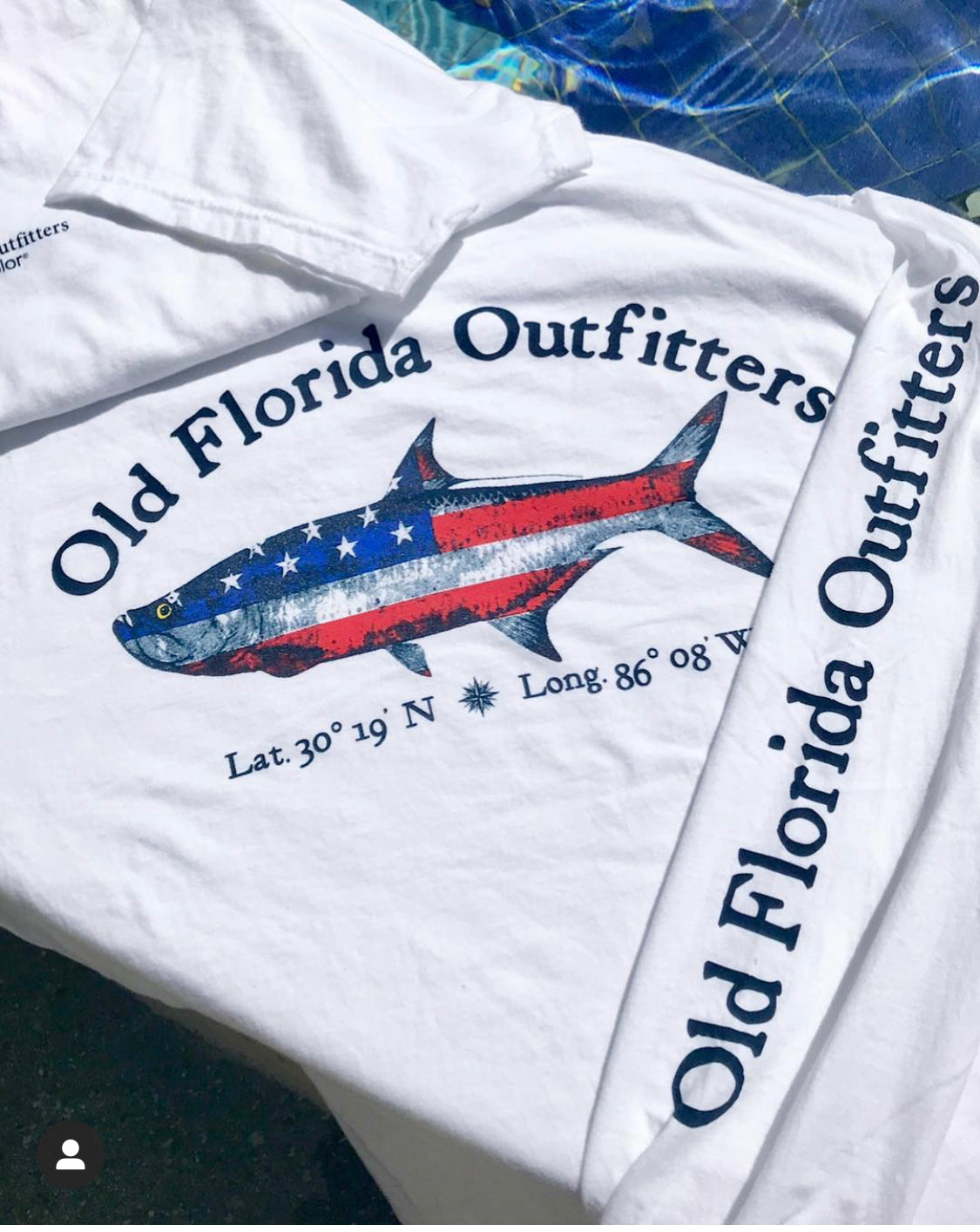 OFO Long Sleeve Patriotic Logo T-Shirt in White/Red White Blue